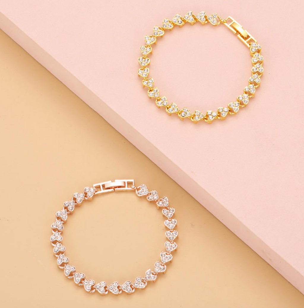 3-Color Diamond Heart Bracelet