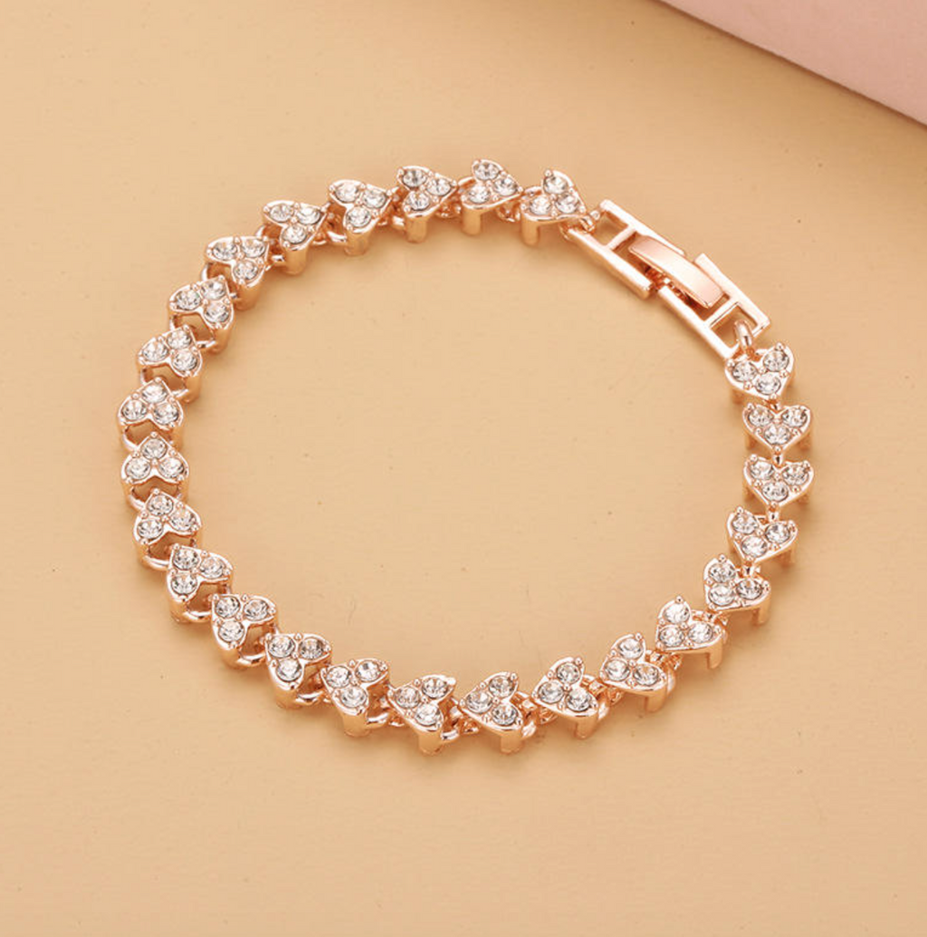 3-Color Diamond Heart Bracelet