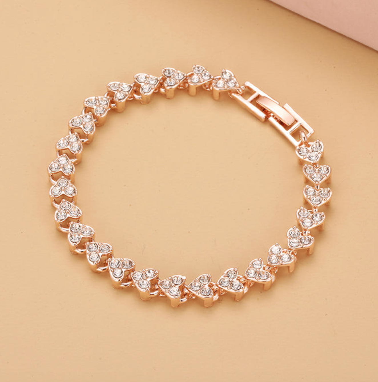 3-Color Diamond Heart Bracelet