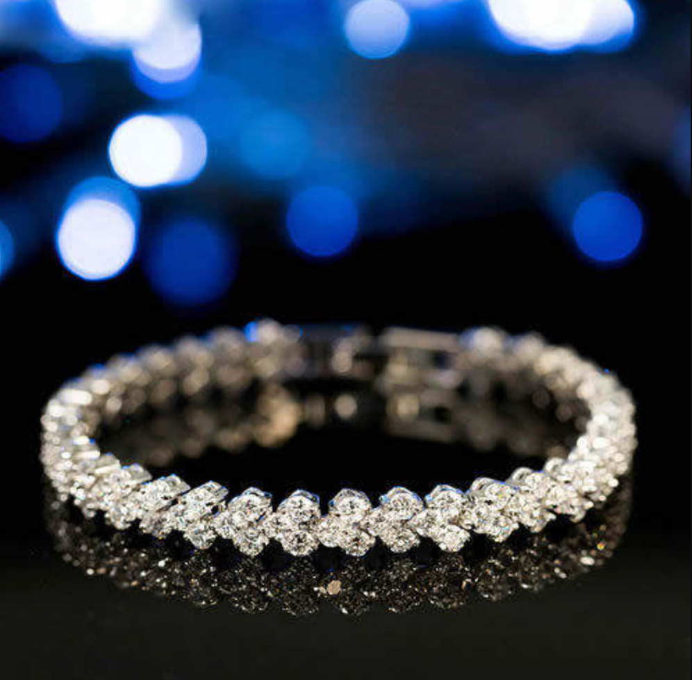 3-Color Diamond Heart Bracelet
