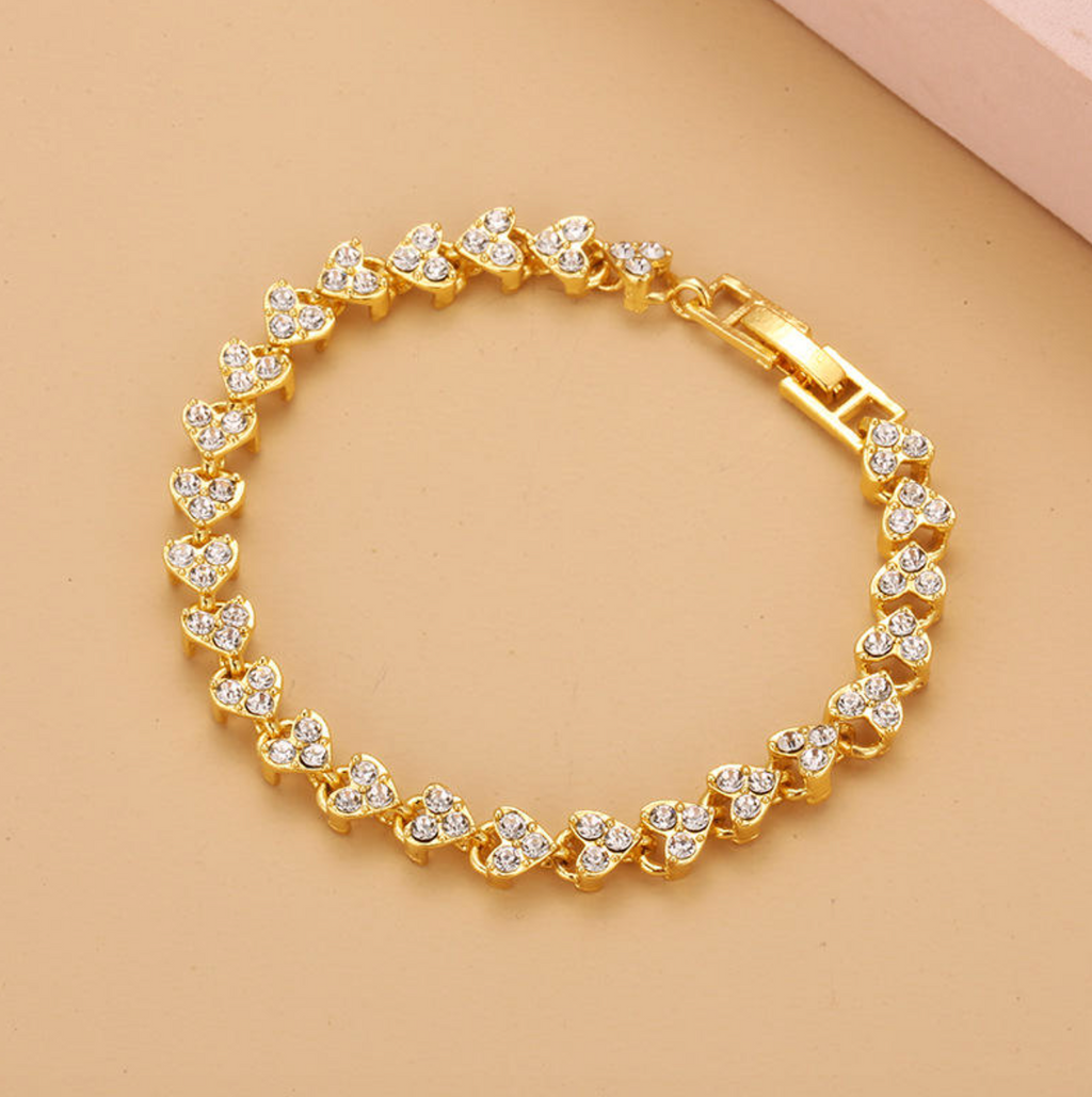 3-Color Diamond Heart Bracelet