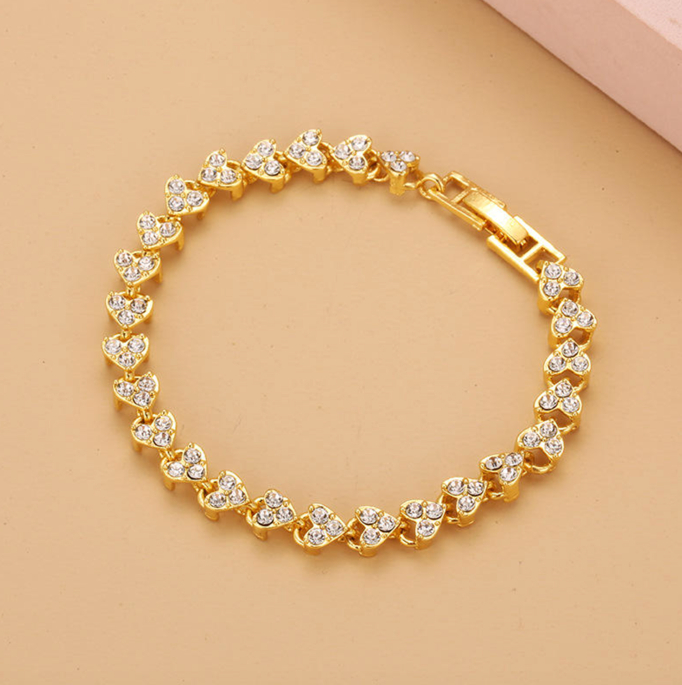 3-Color Diamond Heart Bracelet