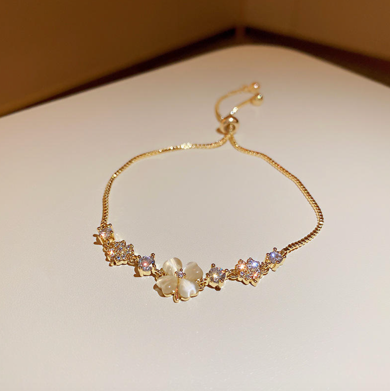 Elegant Gold-Plated Flower Bracelet for Women