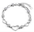 925 Sterling Silver Heart Zircon Bracelet for Women