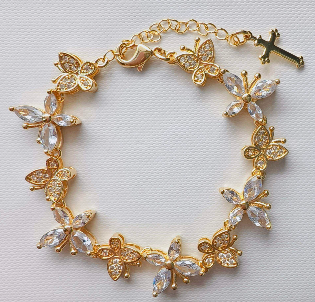 Multicolor Butterfly Cross Zircon Bracelet