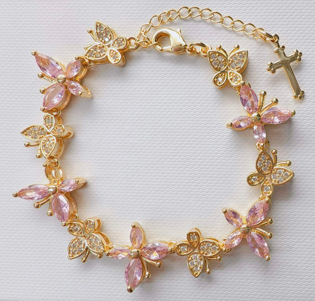 Multicolor Butterfly Cross Zircon Bracelet