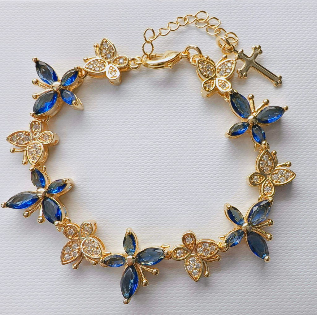 Multicolor Butterfly Cross Zircon Bracelet