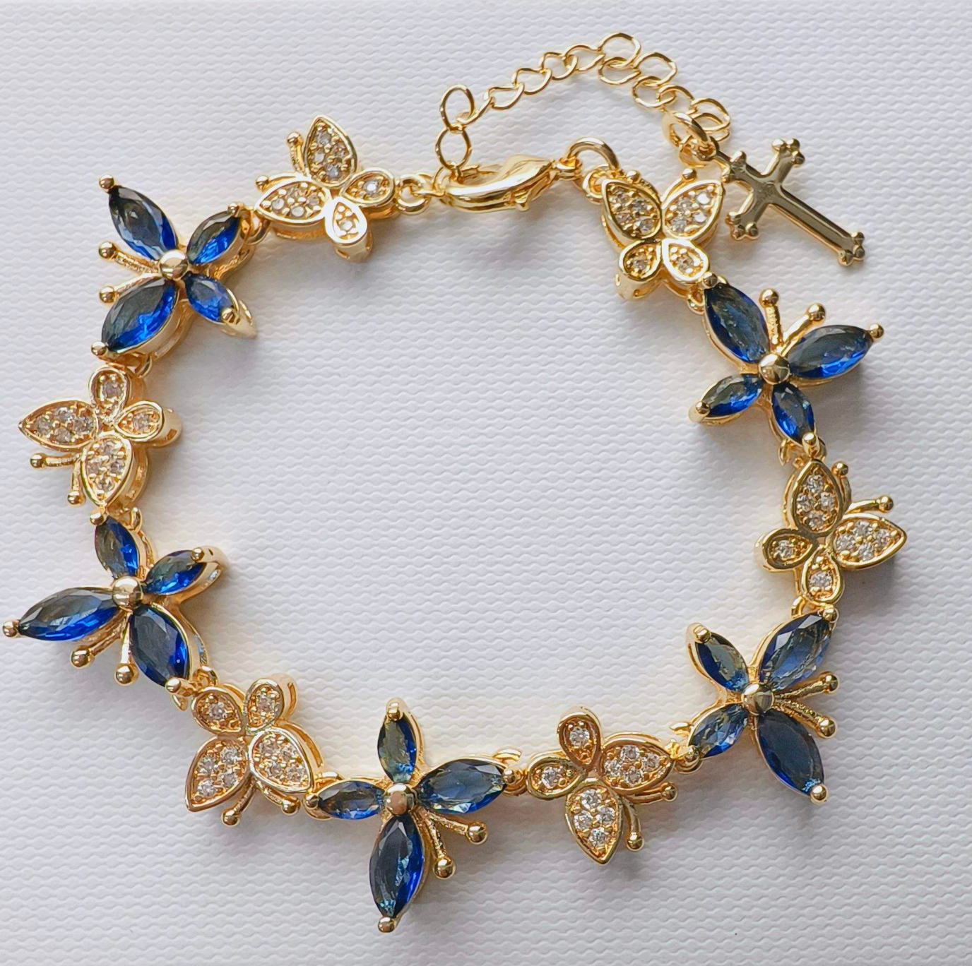 Multicolor Butterfly Cross Zircon Bracelet