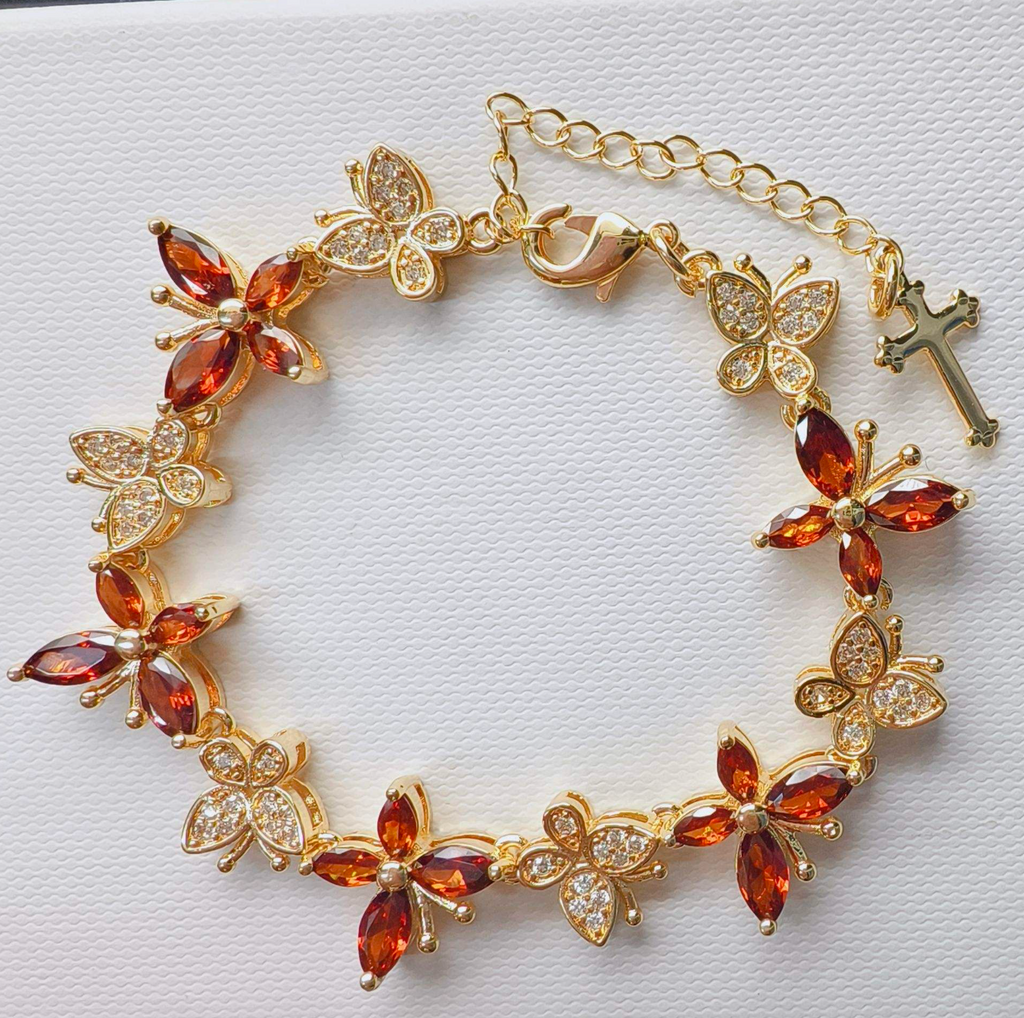 Multicolor Butterfly Cross Zircon Bracelet
