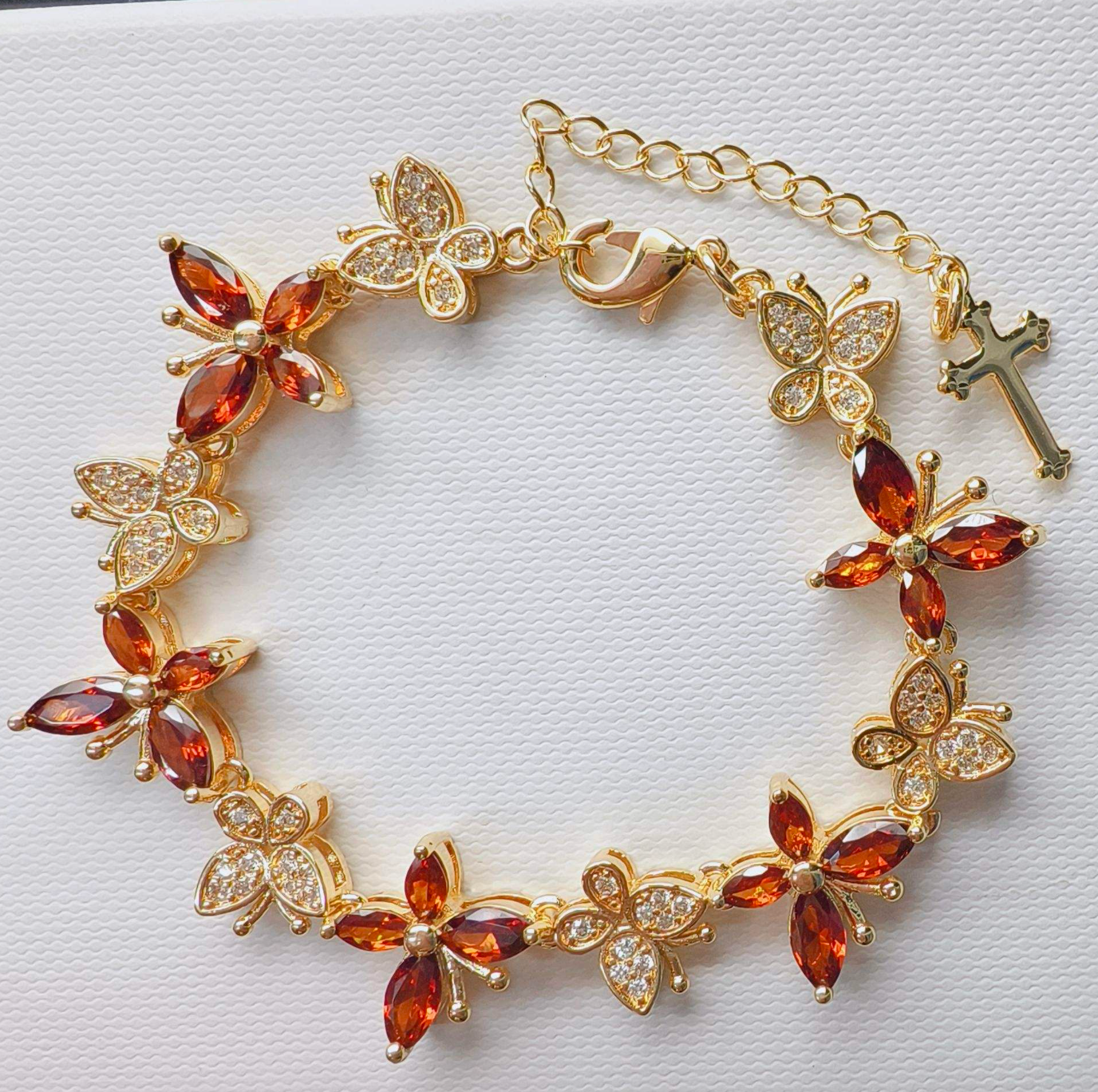 Multicolor Butterfly Cross Zircon Bracelet