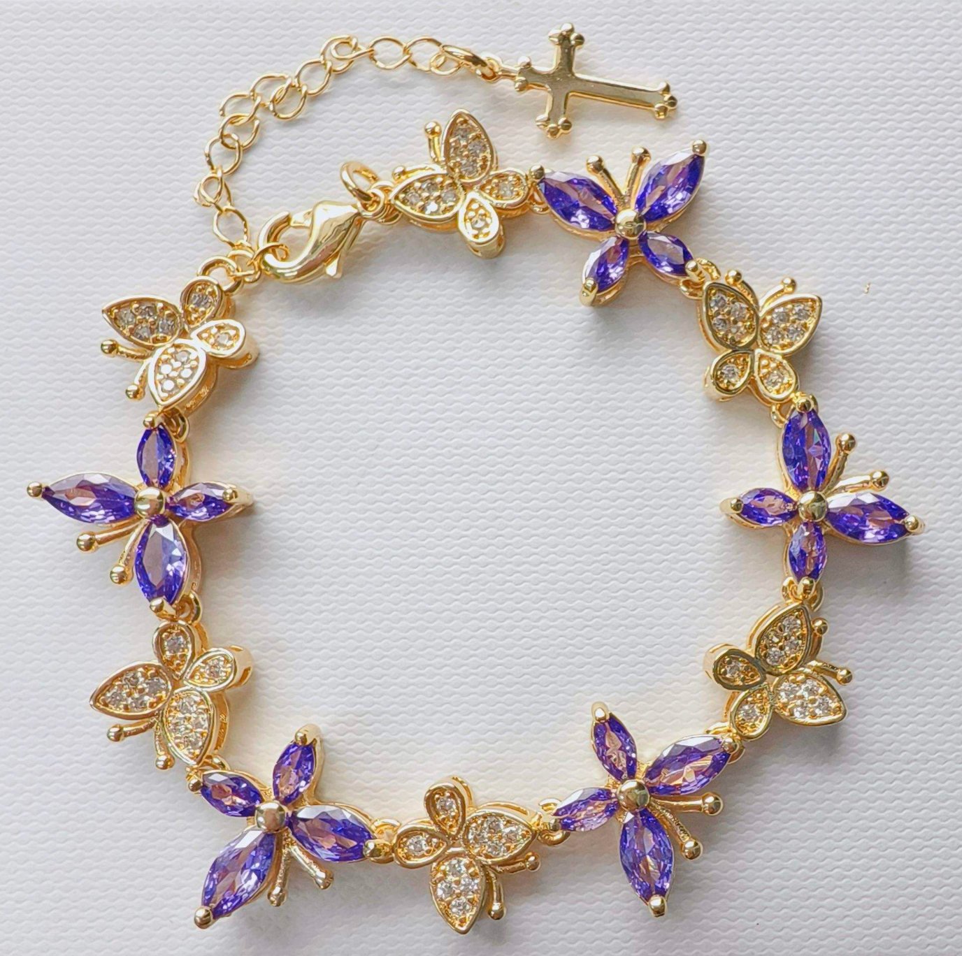 Multicolor Butterfly Cross Zircon Bracelet