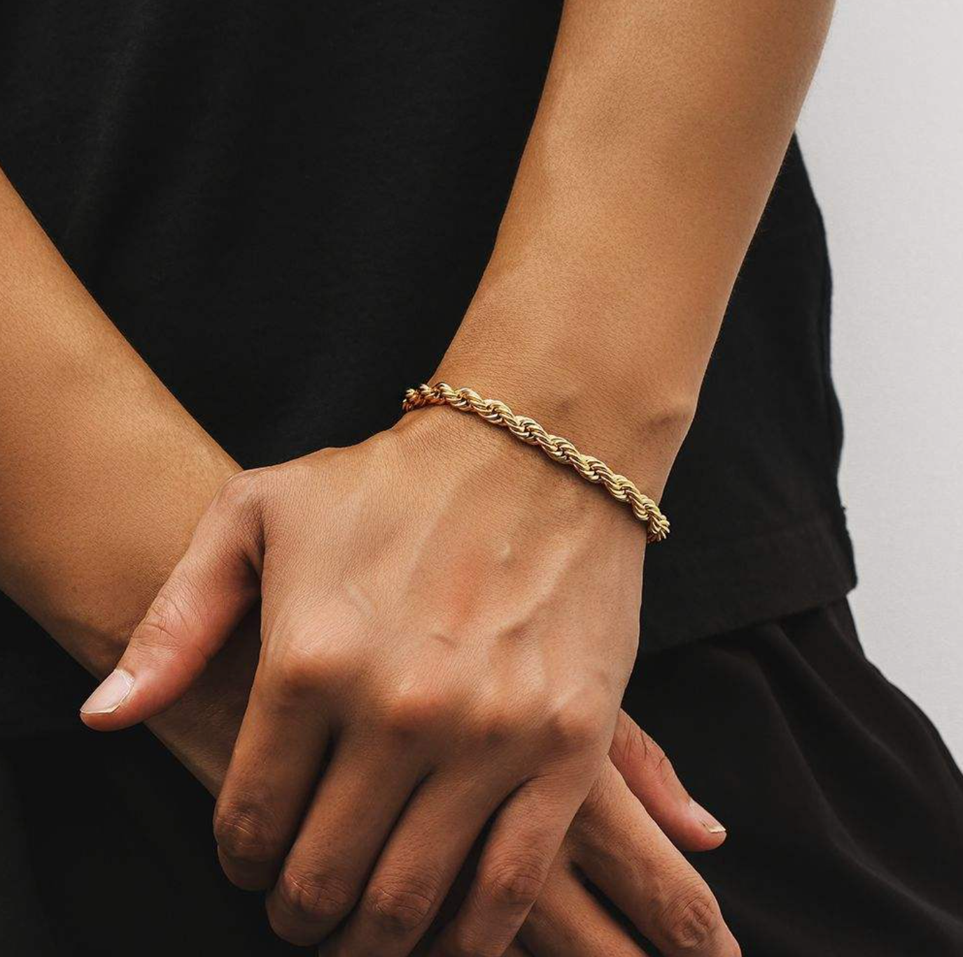 18K Gold-Plated Twist Rope Chain Bracelet