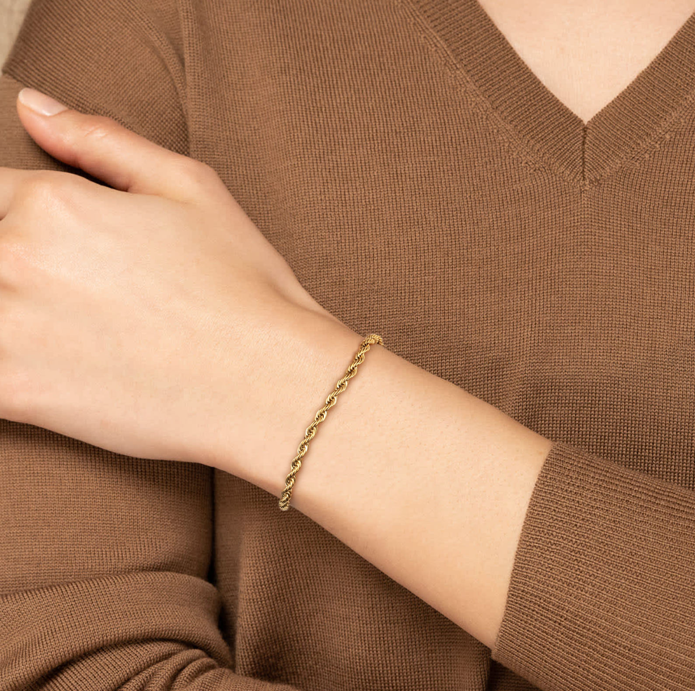 18K Gold-Plated Twist Rope Chain Bracelet