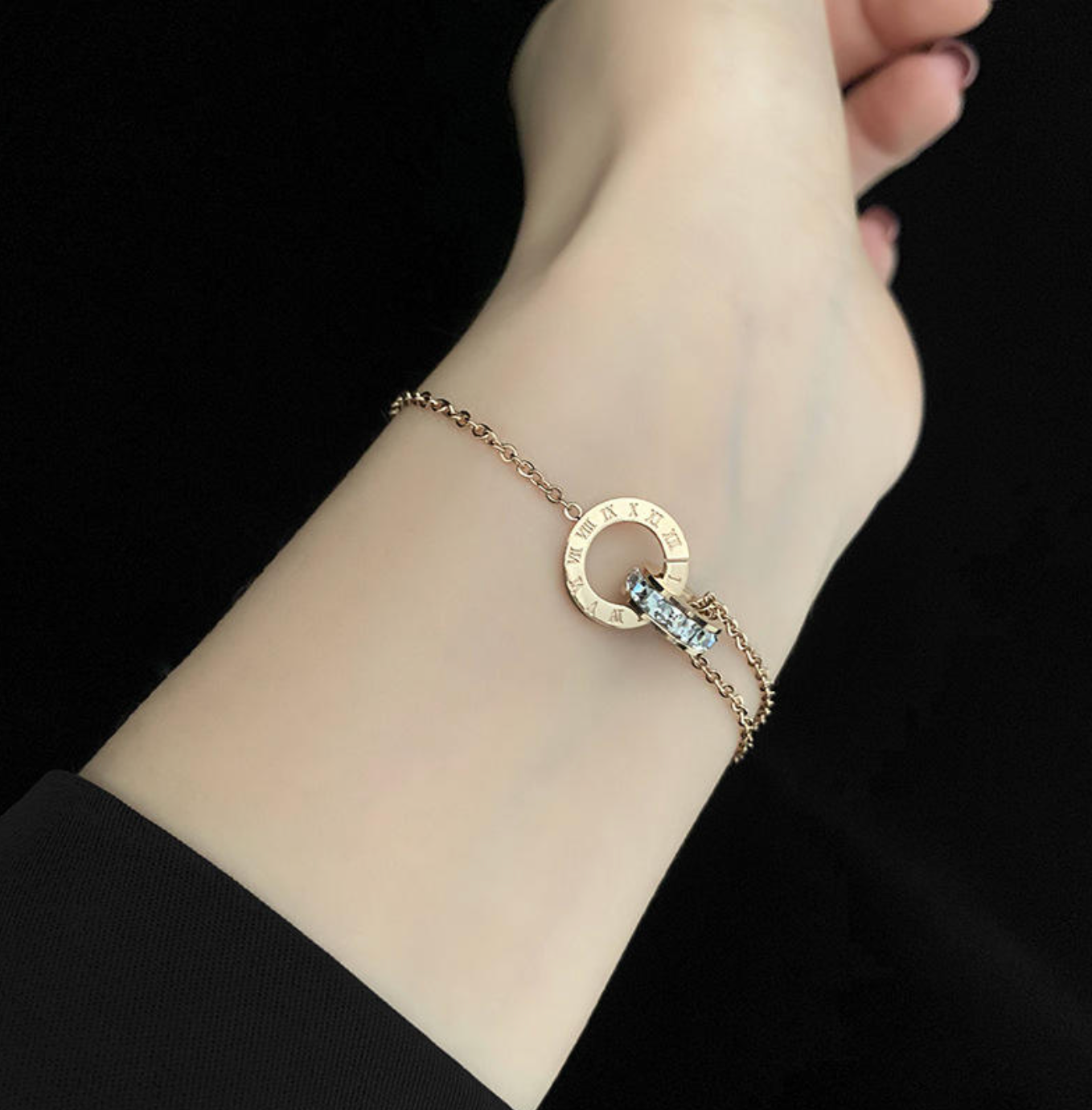Titanium Steel Roman Numeral Circle Bracelet