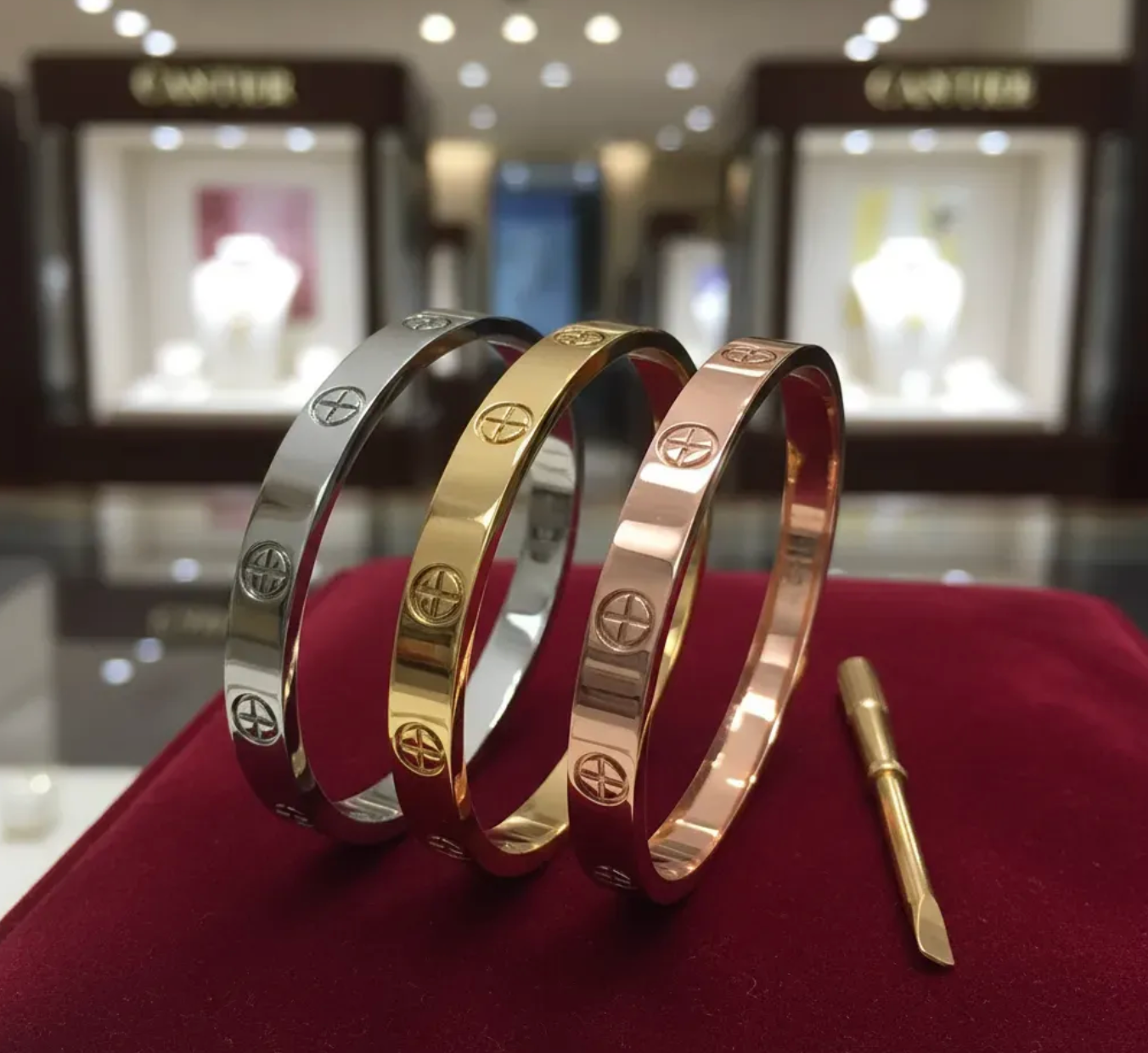 Luxury Stainless Steel Nail Screw Bangle Bracelet