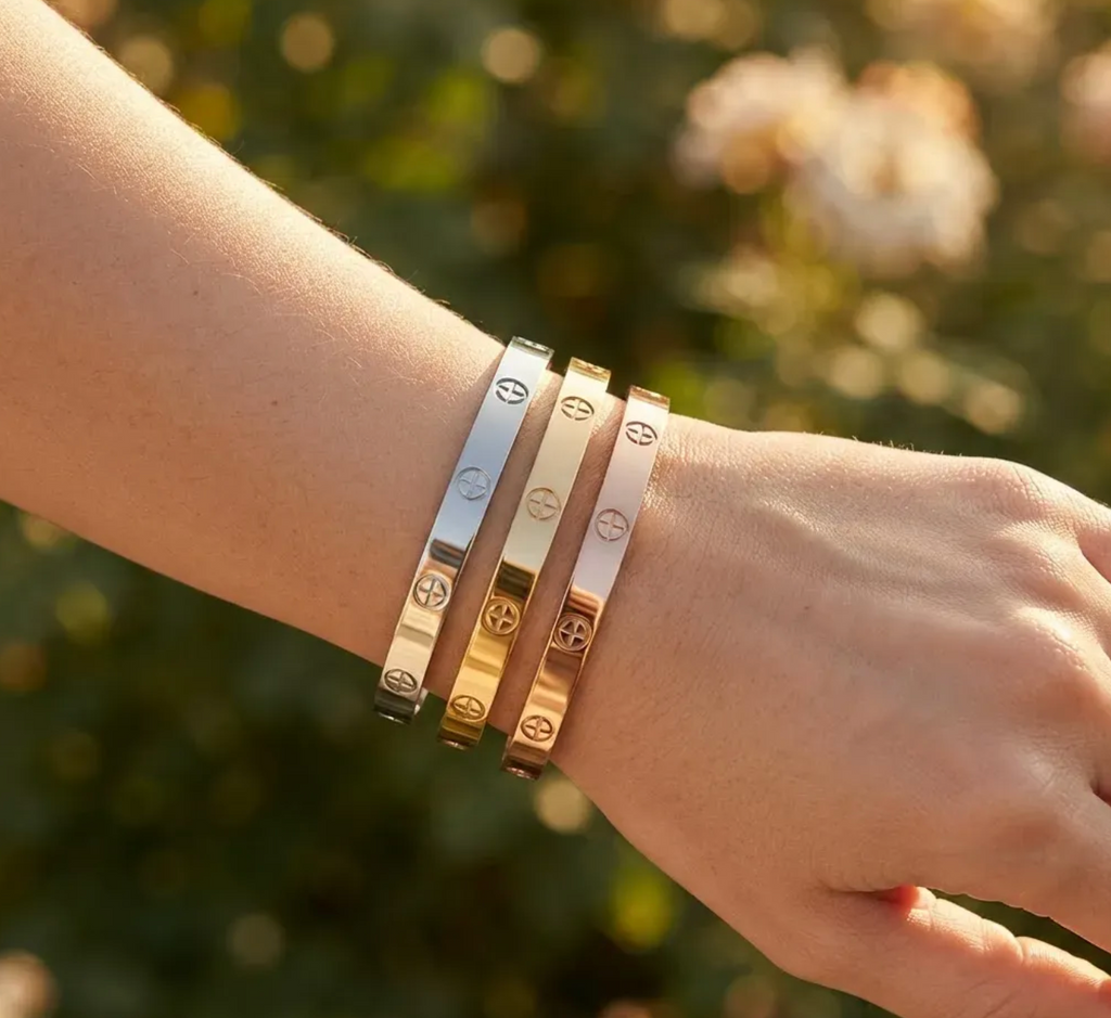 Luxury Stainless Steel Nail Screw Bangle Bracelet