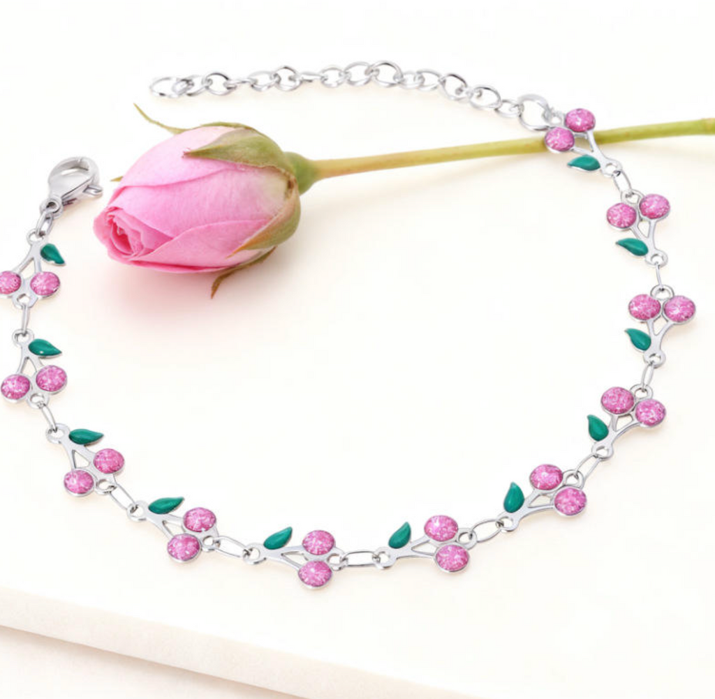 Gold-Plated Cherry Charm Bracelet