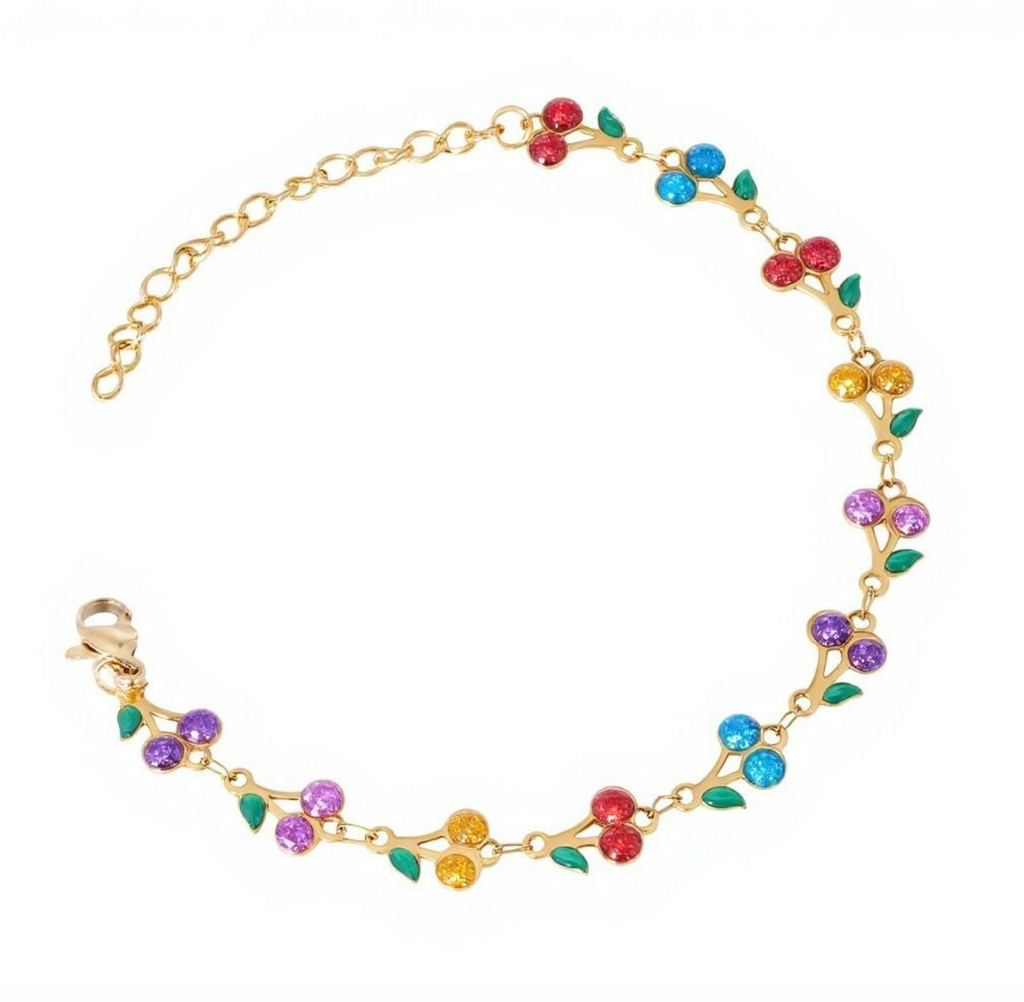 Gold-Plated Cherry Charm Bracelet