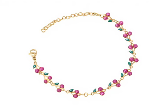 Gold-Plated Cherry Charm Bracelet