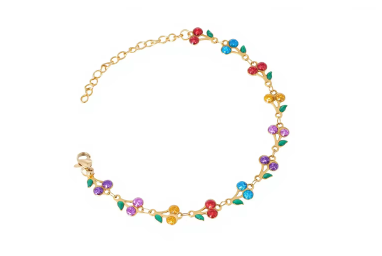 Gold-Plated Cherry Charm Bracelet