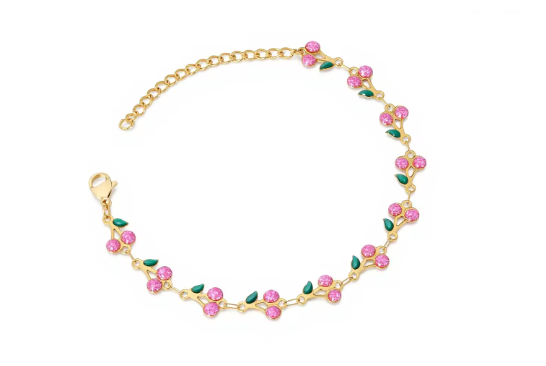 Gold-Plated Cherry Charm Bracelet