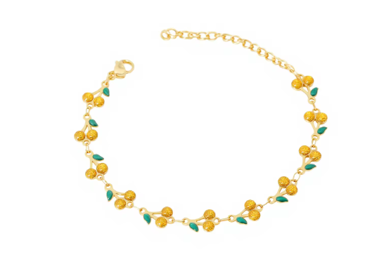Gold-Plated Cherry Charm Bracelet