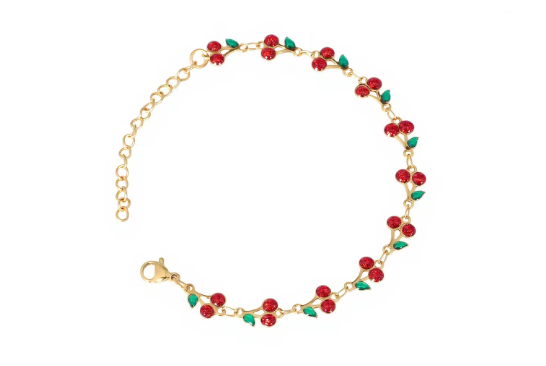 Gold-Plated Cherry Charm Bracelet