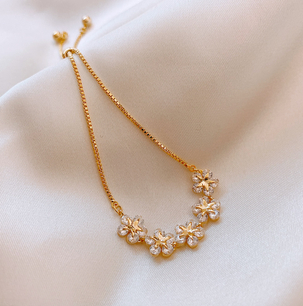 Elegant Zircon Petal Bracelet for Women