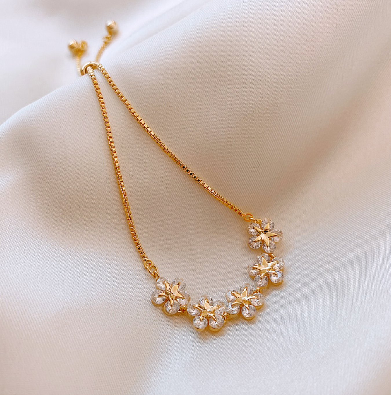 Elegant Zircon Petal Bracelet for Women