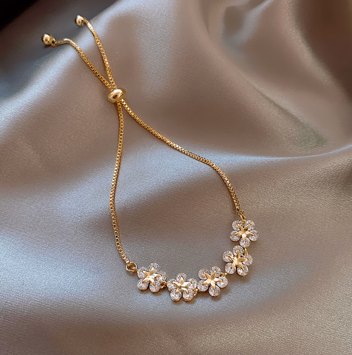 Elegant Zircon Petal Bracelet for Women