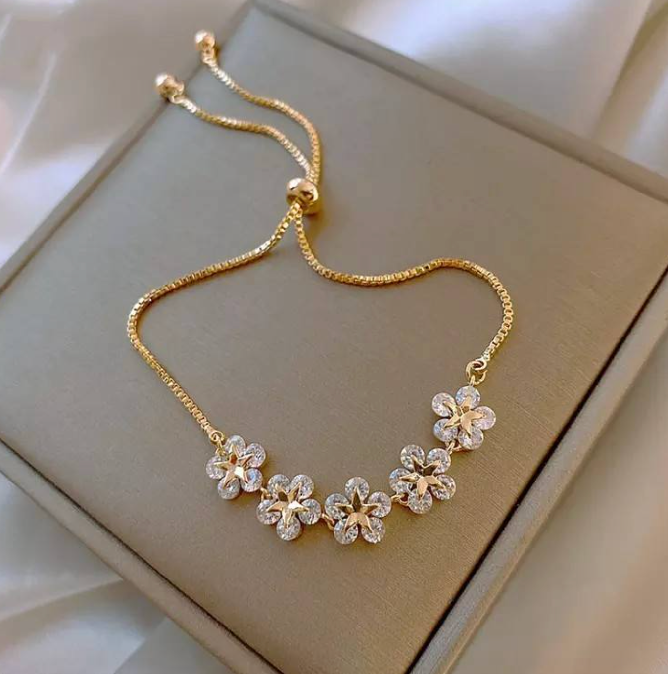 Elegant Zircon Petal Bracelet for Women