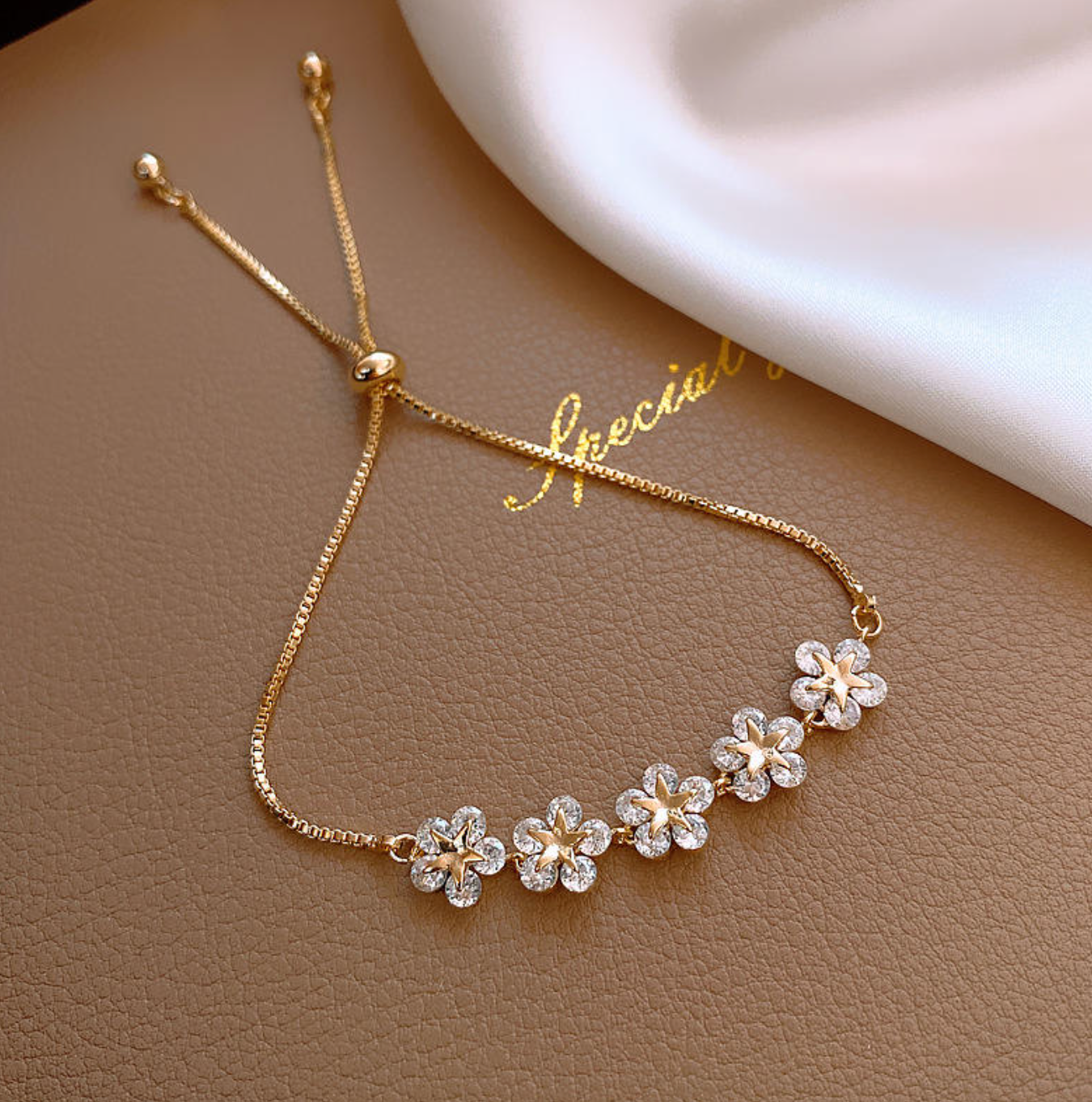 Elegant Zircon Petal Bracelet for Women