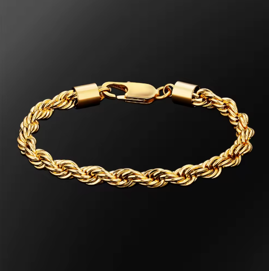 18K Gold-Plated Twist Rope Chain Bracelet