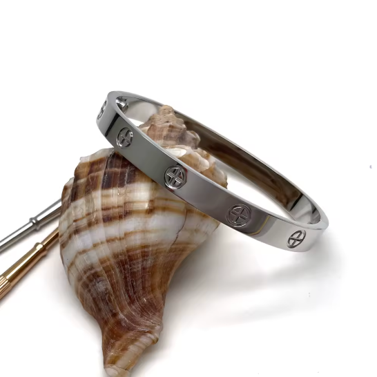 Luxury Stainless Steel Nail Screw Bangle Bracelet
